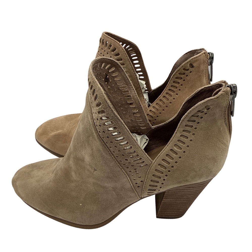 Vince Camuto Fileana French Taupe Suede Cutout Ankle Boots Booties NWT Women Sz